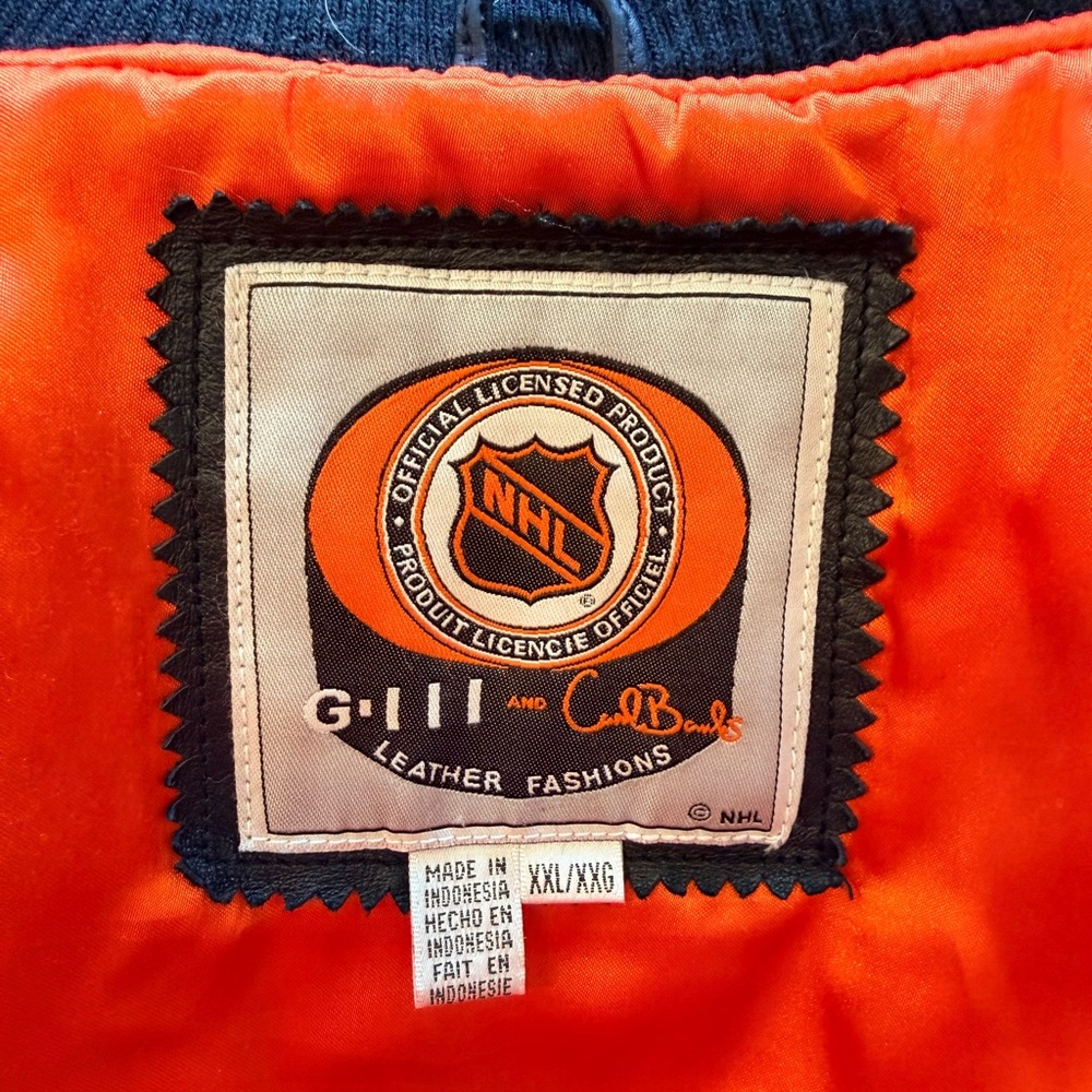 Vintage 80’s G-Ill Philadelphia Flyers Genuine Black and Orange leather jacket - Picture 7 of 12